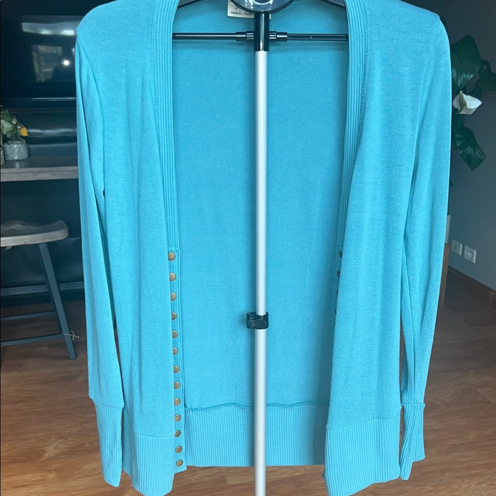 NWOT Elegant Turquoise Cardigan Sweater
